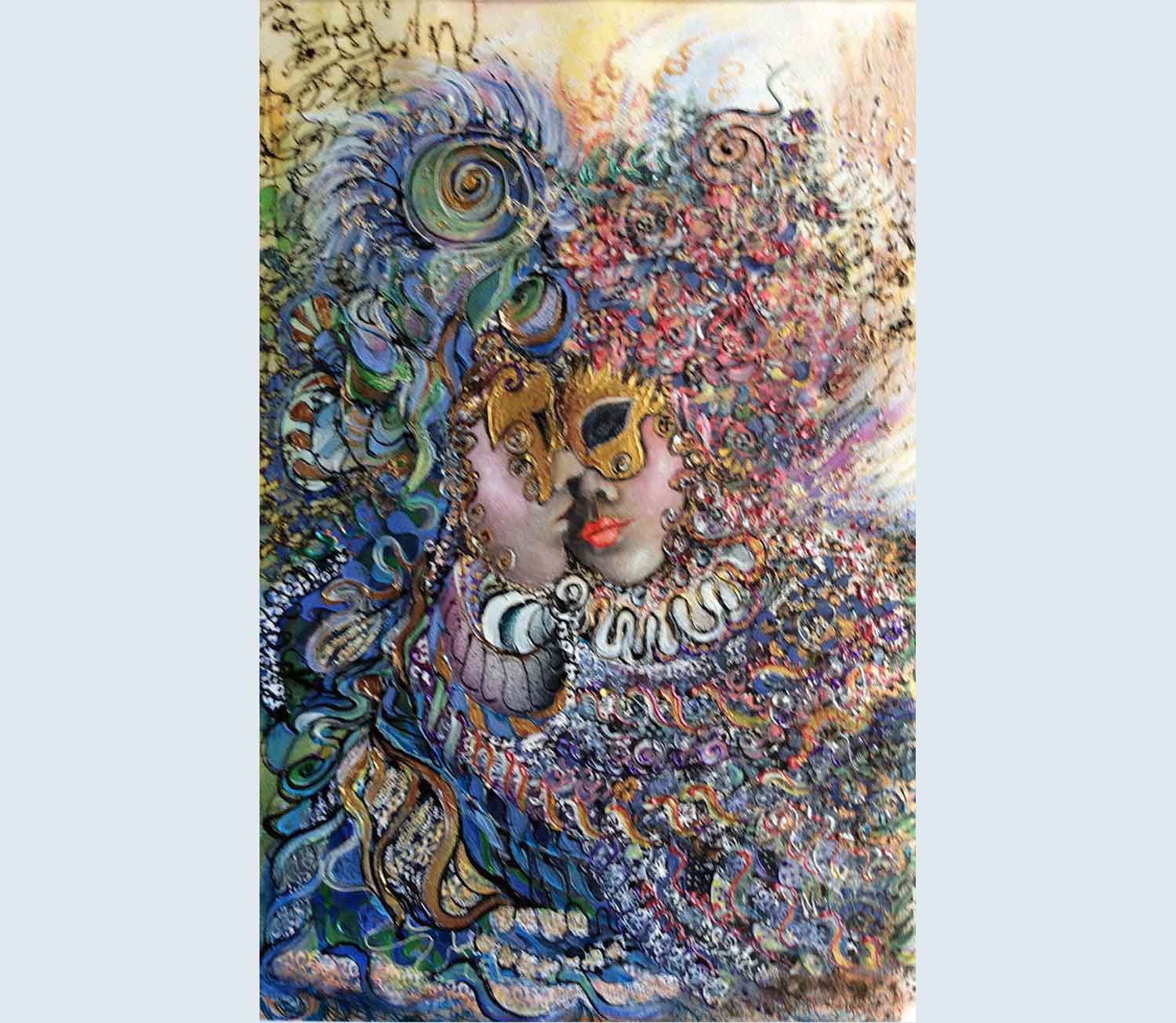 Kiss. Carnival of Venecia Painting